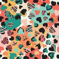 hand drawn hearts pattern with fun colors, perfect for stationery, textiles and decoration vector