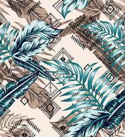 tropical pattern with leaves and ethnic elements. perfect design for fabrics, decor and stationery vector