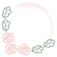 Round frame in a watercolor style from leaves and rose buds. Outline drawing by hand. Lifestyle. vector