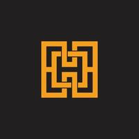 letter ho simple linked square geometric logo vector