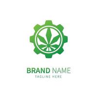 cannabis logo illustration weed with gear vector