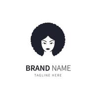 woman logo illustration with afro hair vector