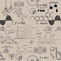 hand drawn physics formula science knowledge education chemistry and physics formula math and physics vector gray background hand drawn line math and physics formulas