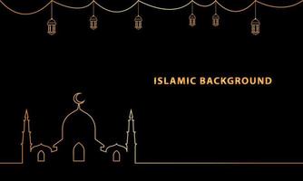 Islamic background with gold line art style. Perfect for background design templates. Illustration Graphic vector. vector