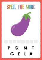 Spelling worksheet find the missing letter game for kids with Fruits vector