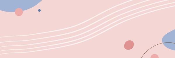 Abstract vector banner with oval shapes and lines in pastel colors