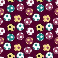patrón de vector de fútbol. fondo colorido transparente con balones de fútbol. ilustración de repetición plana para diseños deportivos, textiles