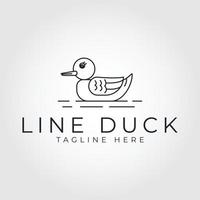 minimal and simple line duck logo vector icon design