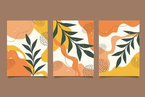 Hand draw abstract floral background template in shapes design vector