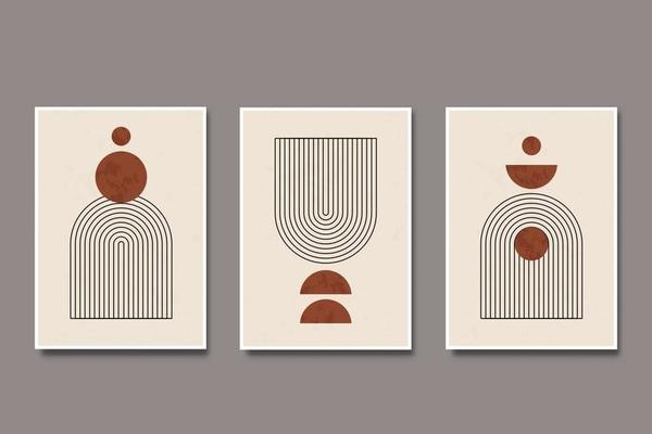 Set of poster trendy contemporary modern minimalist mid century