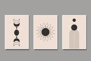 Mid century trendy contemporary modern minimalist poster set vector