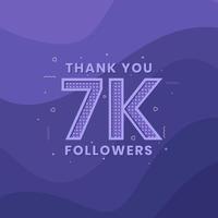 Thank you 7K followers, Greeting card template for social networks. vector