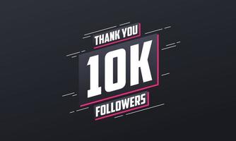 gracias 10k seguidores, plantilla de tarjeta de felicitación para redes sociales. vector