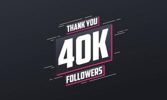 gracias 40k seguidores, plantilla de tarjeta de felicitación para redes sociales. vector