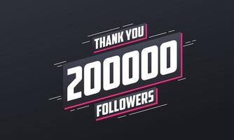 Thank you 200,000 followers, Greeting card template for social networks. vector
