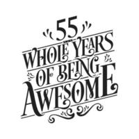 55 Years Birthday and 55 years Anniversary Celebration Typo vector