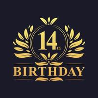 Luxury 14th Birthday Logo, 14 years celebration.