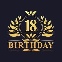Luxury 18th Birthday Logo, 18 years celebration. vector