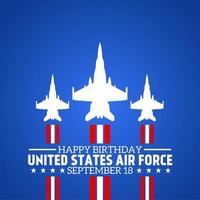 Símbolo de icono de tema de cumpleaños de la fuerza aérea de los Estados Unidos. ilustración vectorial adecuado para carteles, pancartas, campañas y tarjetas de felicitación.