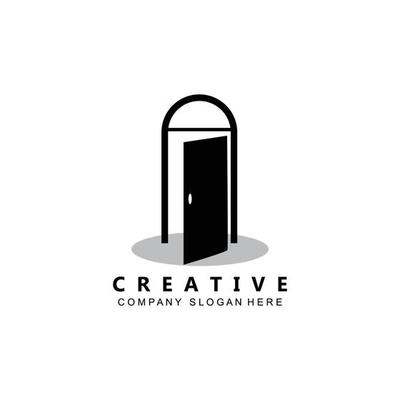 Simple open door logo vector icon symbol