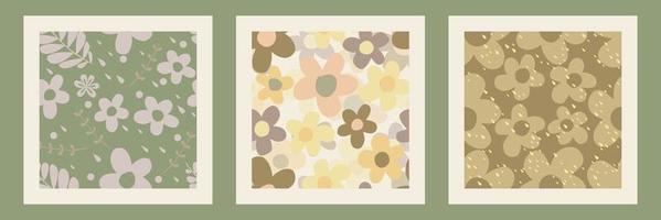 set of seamless doodle flower pattern background , greeting card vector