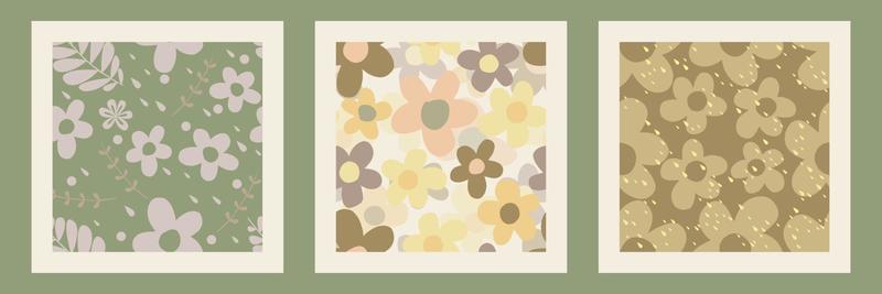 set of seamless doodle flower pattern background , greeting card