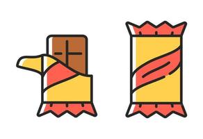 Chocolate Bar icons. Simple Linear symbols in color. Vector illustrations.