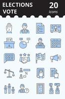 Set of Voting and Elections Related Icons. Simple Collection Vector politics symbols.
