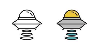 Space UFO icon on a white background. The line symbol. Vector illustration in flat style.