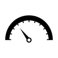 Black semicircle speedometer with arrow icon. Indicator with rating beginning progress and turning into dangerous assessment performance and vector quality