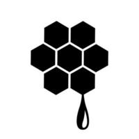 Black rhombuses honeycomb with drop honey icon. Symbol extraction of sweet and healthy nectar and treatment bee bread vector diseases
