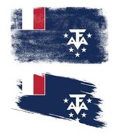 bandera francesa de tierras antárticas y del sur en estilo grunge vector