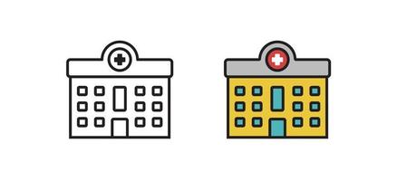 Icon hospital building in flat style. Vector linear symbol.