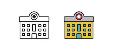 icono del edificio del hospital en estilo plano. símbolo lineal vectorial. vector