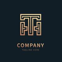 TH Letter Logo Symbol. Finance Business Real Estate Agent monoline concept, line art vector logo temple