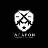 icono de vector de logotipo de arma automática. armas de batalla pistolas, rifles. ilustración militar y de armas