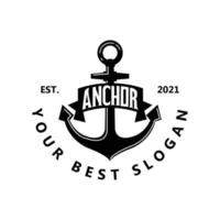 ship anchor logo icon vector, port, retro design illustration vector