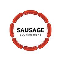 grilled sausage logo vector symbol, barbecue meat, retro concept