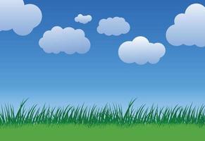Green grass with blues sky background vector