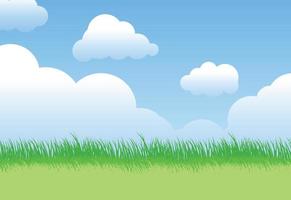 Green grass with blues sky background vector