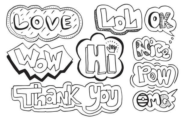 set of cute speech bubble with deffrent doodle style