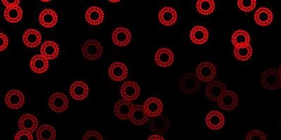 Patrón de vector rojo oscuro con elementos de coronavirus.