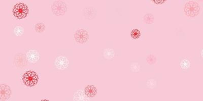 Light red vector doodle pattern with flowers.