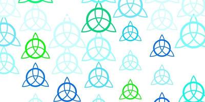 Light Blue, Green vector template with esoteric signs.