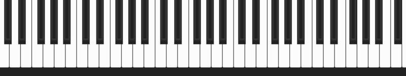 Piano keyboard, row of black and white keys, classical grand notes, vector music illustration
