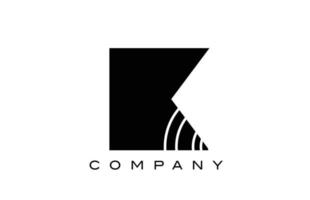 diseño geométrico blanco y negro del icono del logotipo de la letra del alfabeto k. plantilla creativa para negocios y empresas con líneas vector