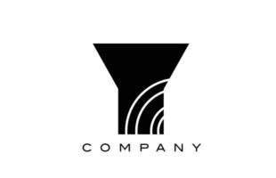 black and white geometric Y alphabet letter logo icon design. Creative template for business and company with lines vector