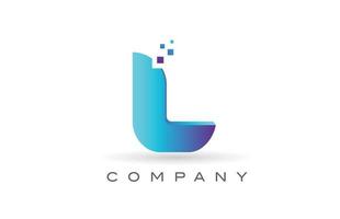 L blue dot alphabet letter logo design. Creative icon template for company and business vector