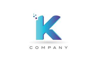 K blue dot alphabet letter logo design. Creative icon template for company and business vector