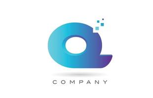 Q blue dot alphabet letter logo design. Creative icon template for company and business vector